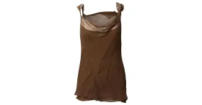 Alberta Ferretti Top cortado al bies con top lencero en seda marrón Castaño 