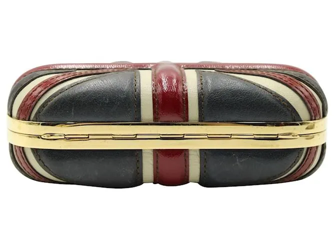 Alexander McQueen Britannia Skull Box Clutch en cuero multicolor 