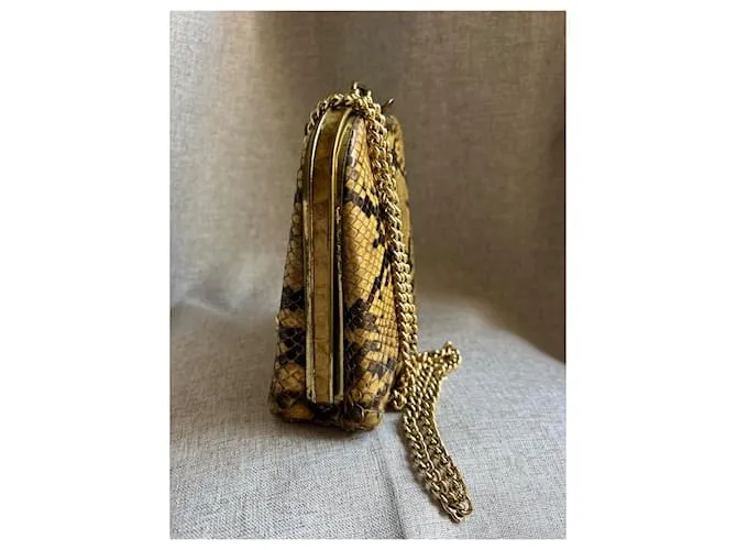 Autre Marque Clutch de hombro Negro Beige Dorado Verde claro 