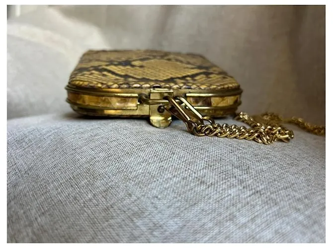 Autre Marque Clutch de hombro Negro Beige Dorado Verde claro 