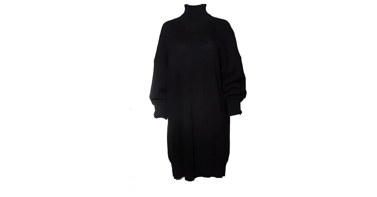 Autre Marque Maison Margiela, vestido negro de lana de gran tamaño 