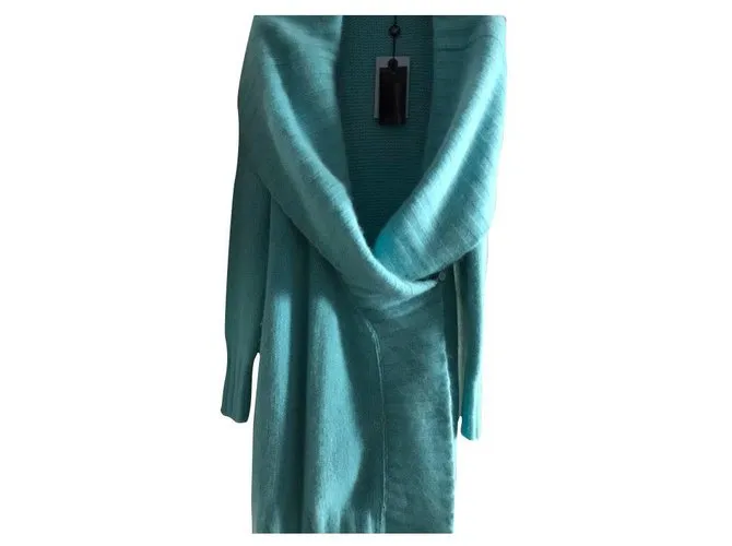 Blumarine Cárdigan Maxi Turquesa Angora y Lana 