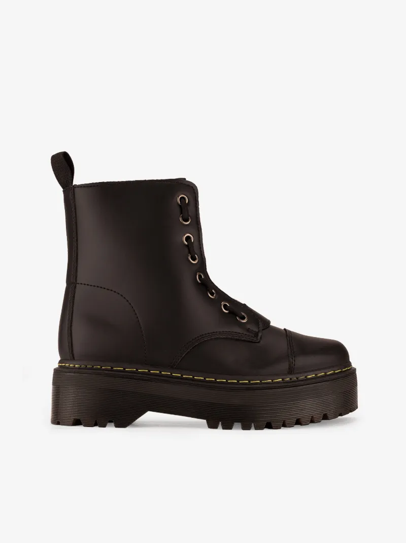 BOTA ESTILO MILITAR DE ATACADOR E FECHO COM SOLA PLATAFORMA DE RASTO