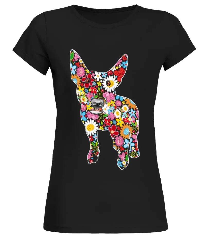 Bull Terrier Flower Camiseta cuello redondo Mujer