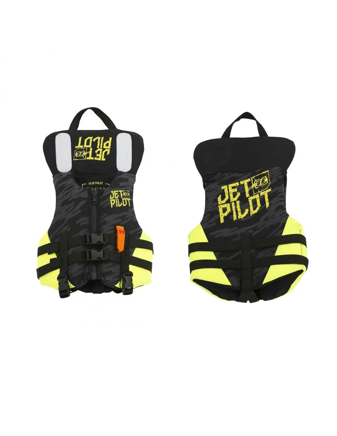 Chaleco Jetpilot Cause Kids para niños ISO 100N Neo Negro / Amarillo