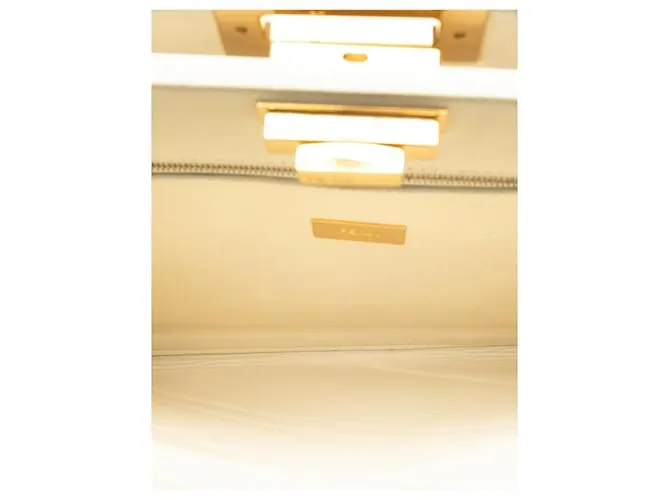 Clutch Crossbody Peekaboo de cuero y pelo de pony blanco Fendi 