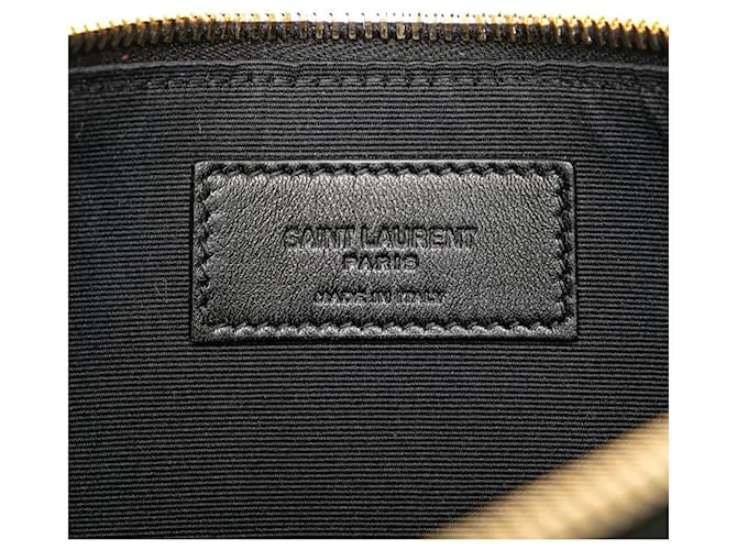 Clutch de cuero negro Saint Laurent 