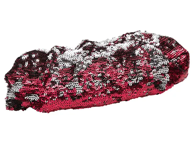 Clutch de lentejuelas rojo y plata Christian Louboutin Roja 
