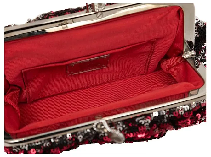 Clutch de lentejuelas rojo y plata Christian Louboutin Roja 