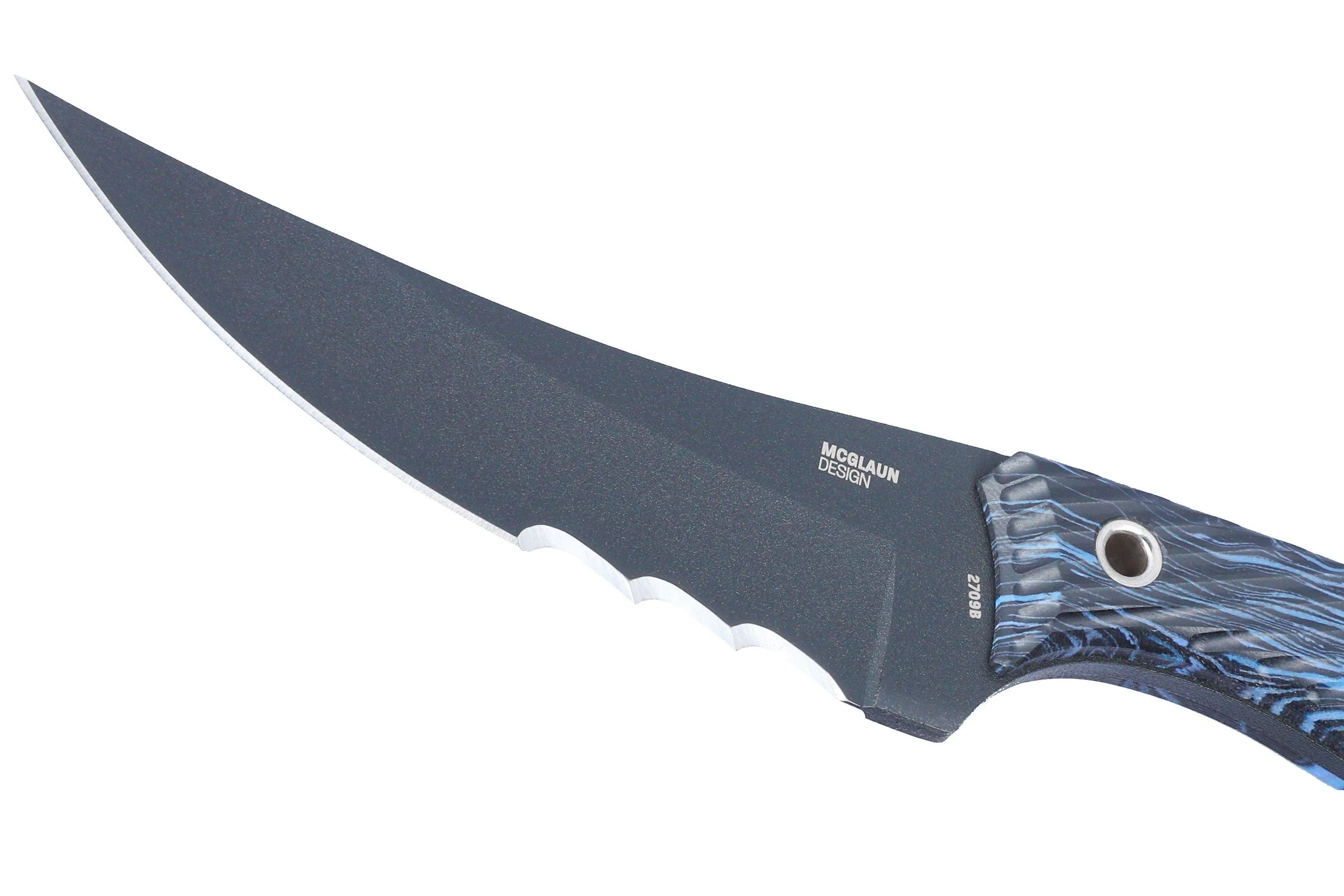 CRKT Clever Girl, Veff Serrations 2709B Blue Black G10 cuchillo fijo, Austin McGlaun design