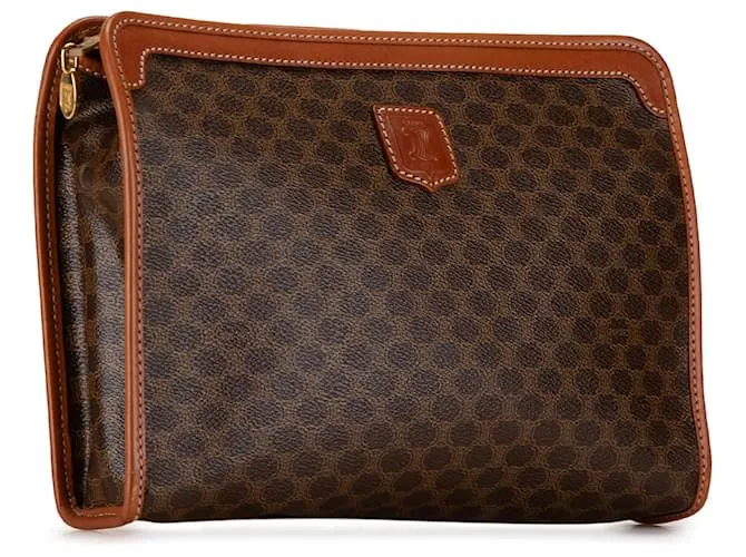 Céline Celine Brown Macadam Clutch Castaño 