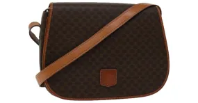 Céline CELINE Macadam Canvas Bandolera Cuero PVC Marrón Auth ki4098 Castaño 