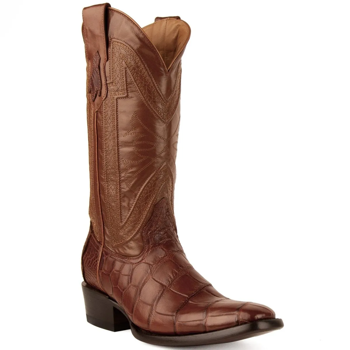 Ferrini Men's Stallion Alligator Belly Boots French Toe Handcrafted Cognac  1074126