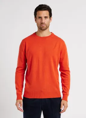 Jersey de mezcla de lana y cachemira con cuello redondo en naranja