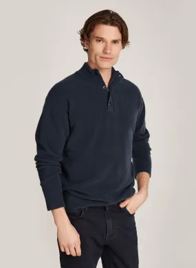 Jersey recto de mezcla de lana con cuello alto en azul