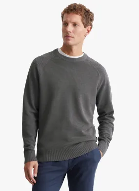 Jersey regular fit de algodón orgánico con cuello redondo en gris