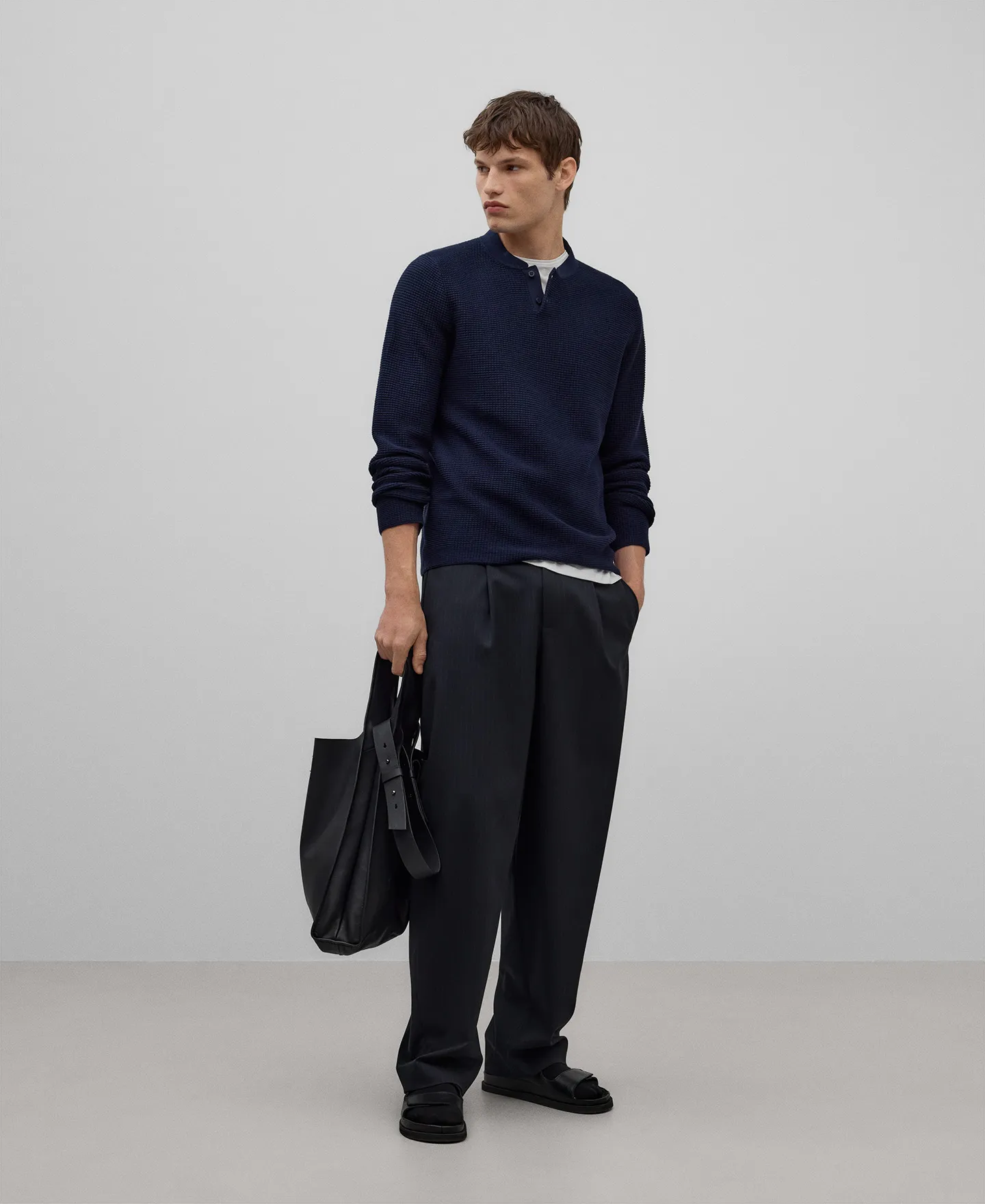 Knit structured polo shirt man