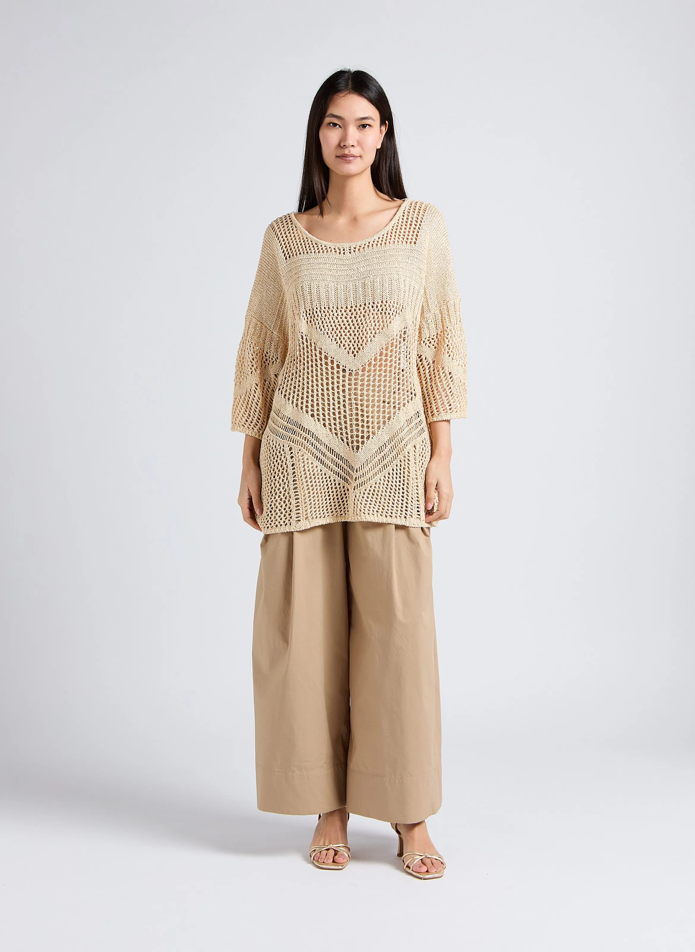MES DEMOISELLES STAR - Top holgado de punto calado en dorado