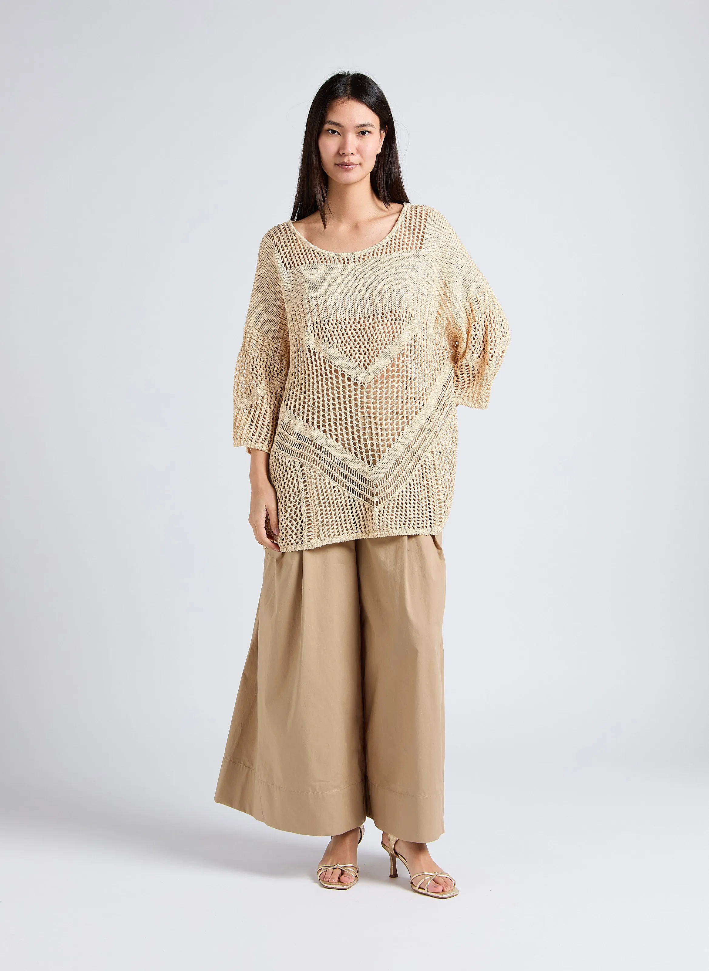MES DEMOISELLES STAR - Top holgado de punto calado en dorado