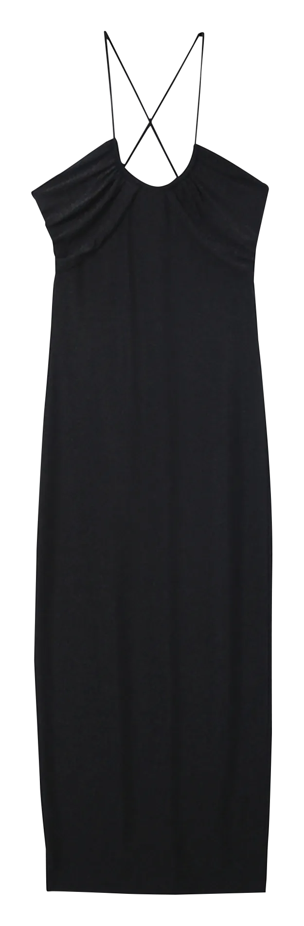 MILA - Vestido midi ajustado con espalda cruzada en jersey en negro