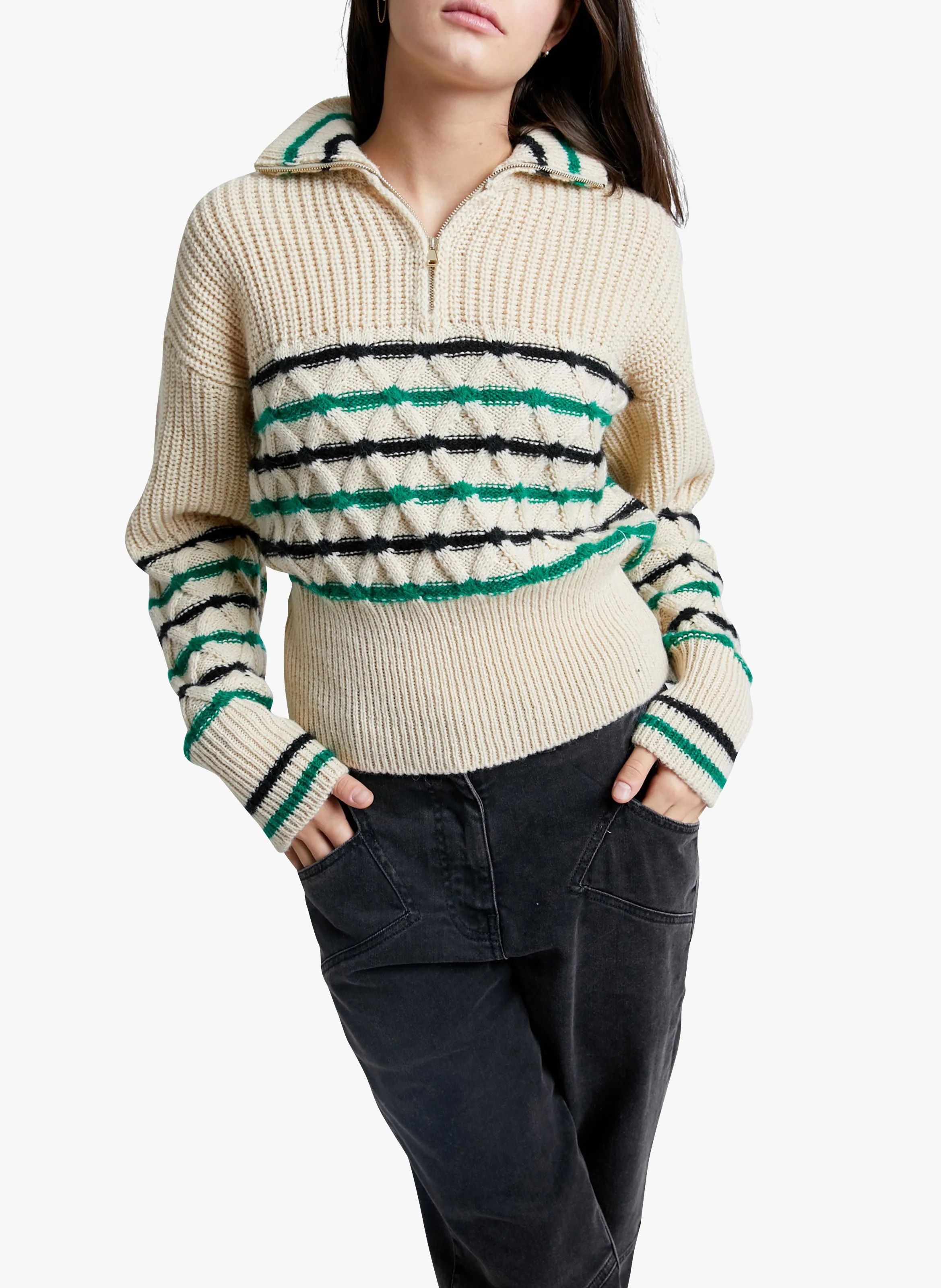 MURANO - Jersey de rayas con cuello alto en blanco