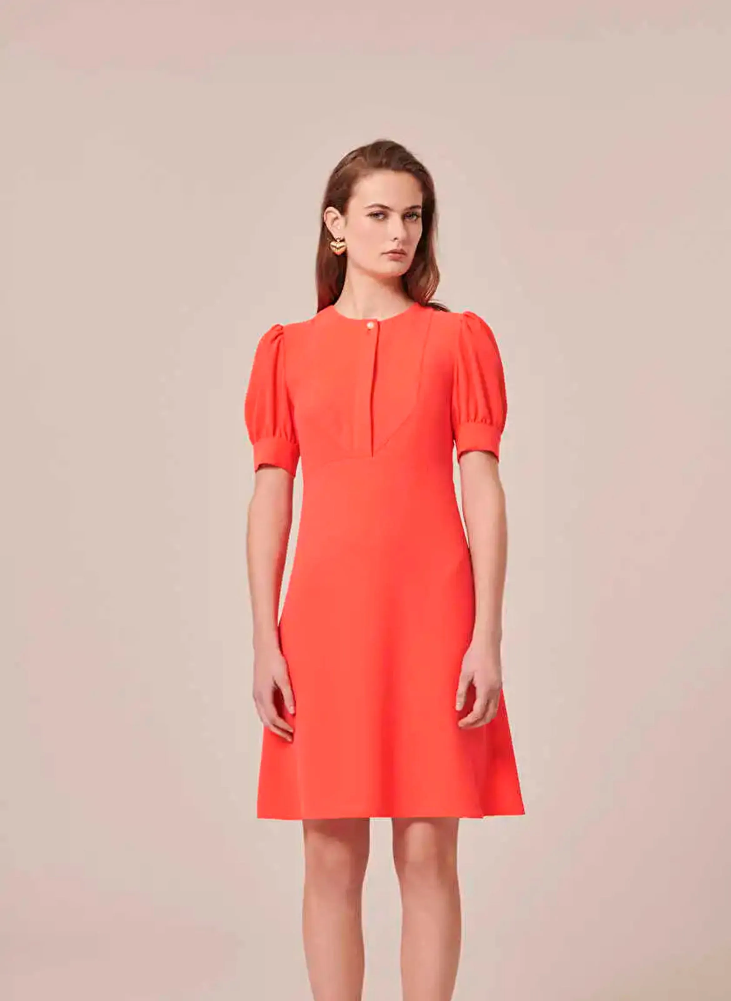 ROUCOULE - Vestido trapecio corto en naranja