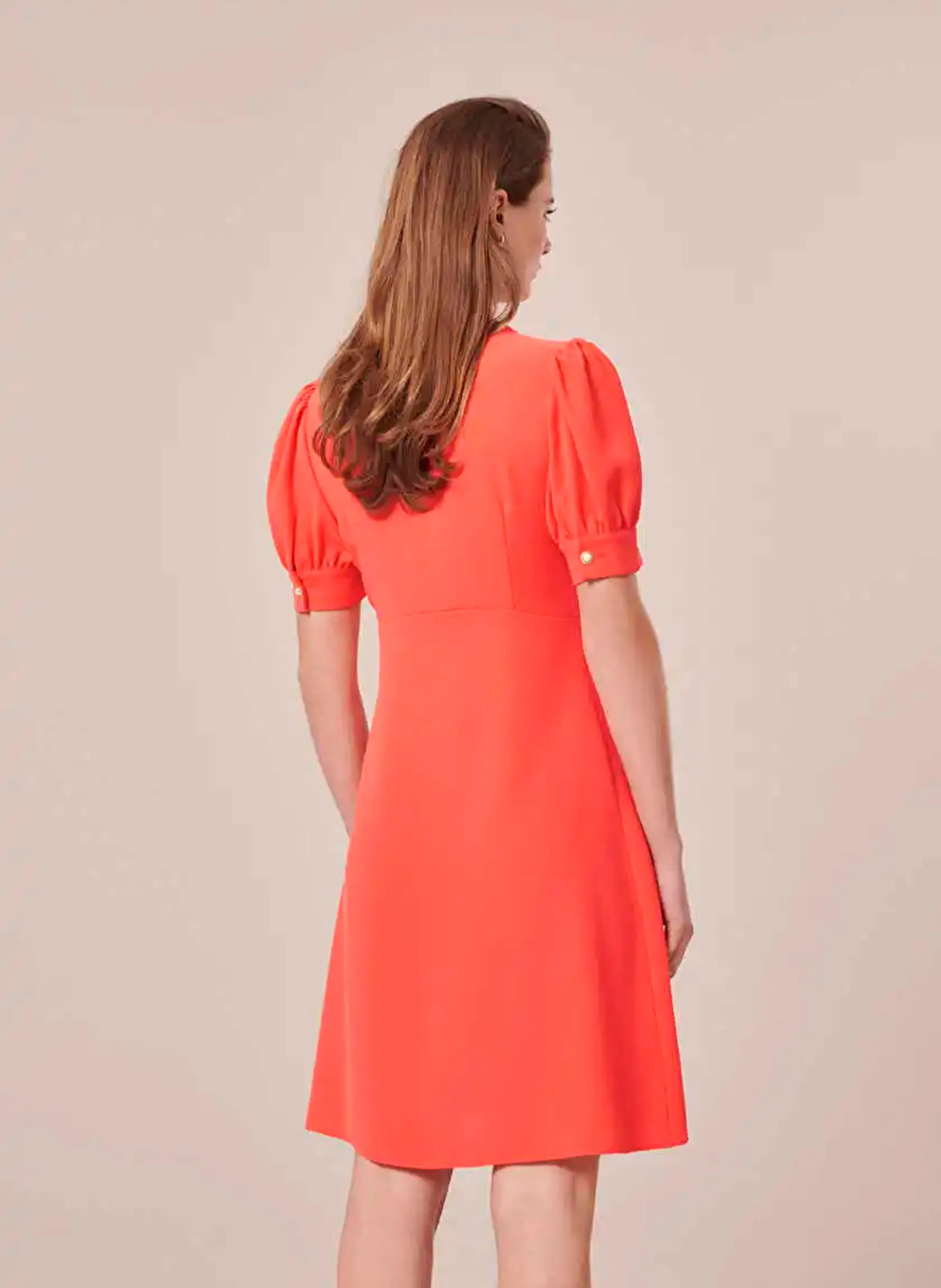 ROUCOULE - Vestido trapecio corto en naranja