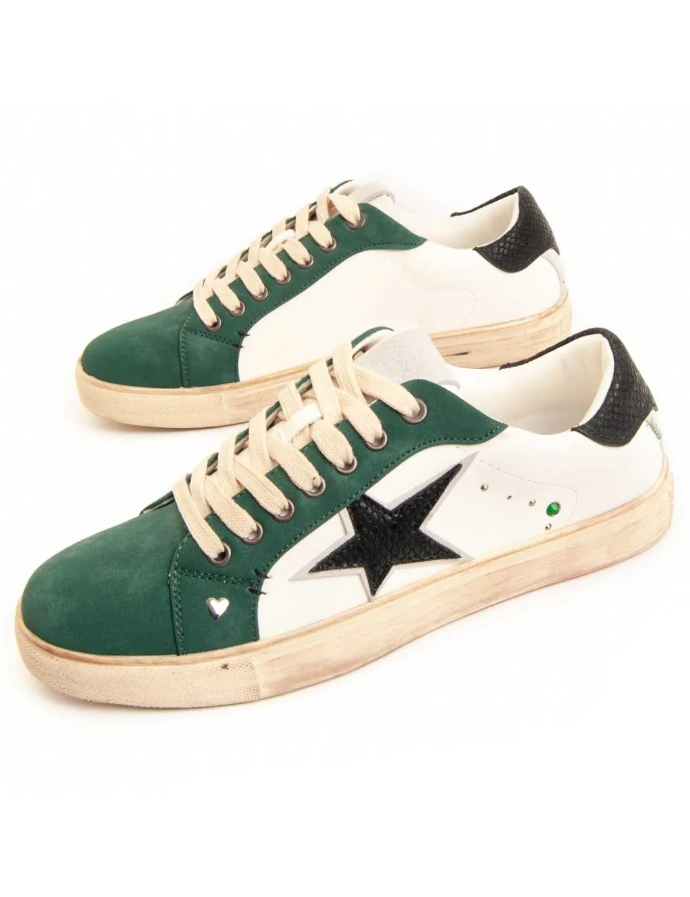 Sneaker Casual Para Mujer.  Montevita  Stardust  95785 Verde