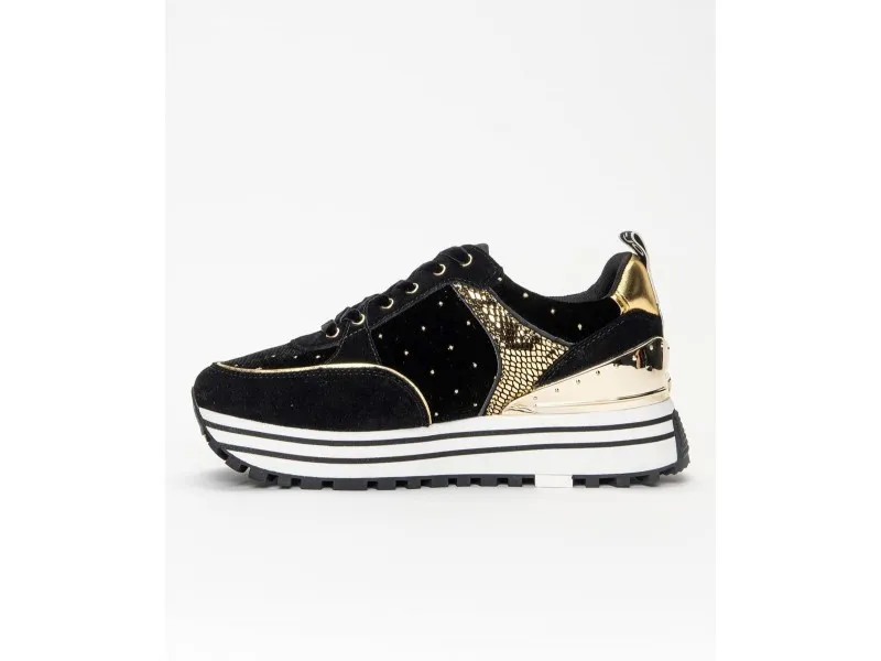 SNEAKER MAXI WONDER CON PLATAFORMA BF1053 LIUJO EN COLOR NEGRO