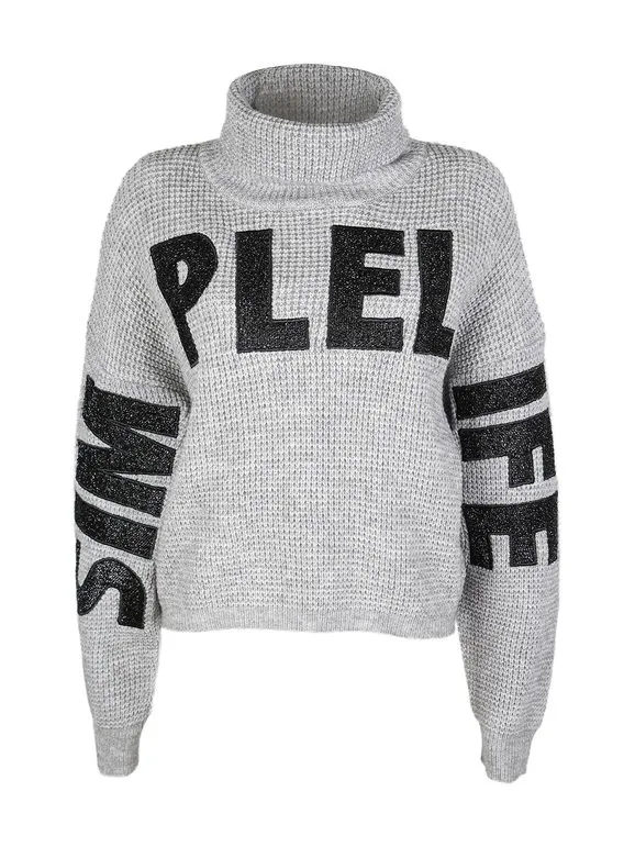 Solada Jersey de mujer con cuello alto y escritura