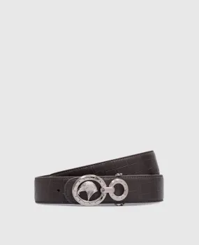 Stefano Ricci Gray crocodile leather strap with metal logo badge