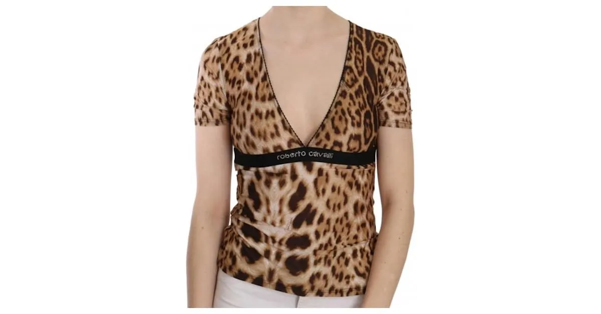 Top Roberto Cavalli Estampado de leopardo 