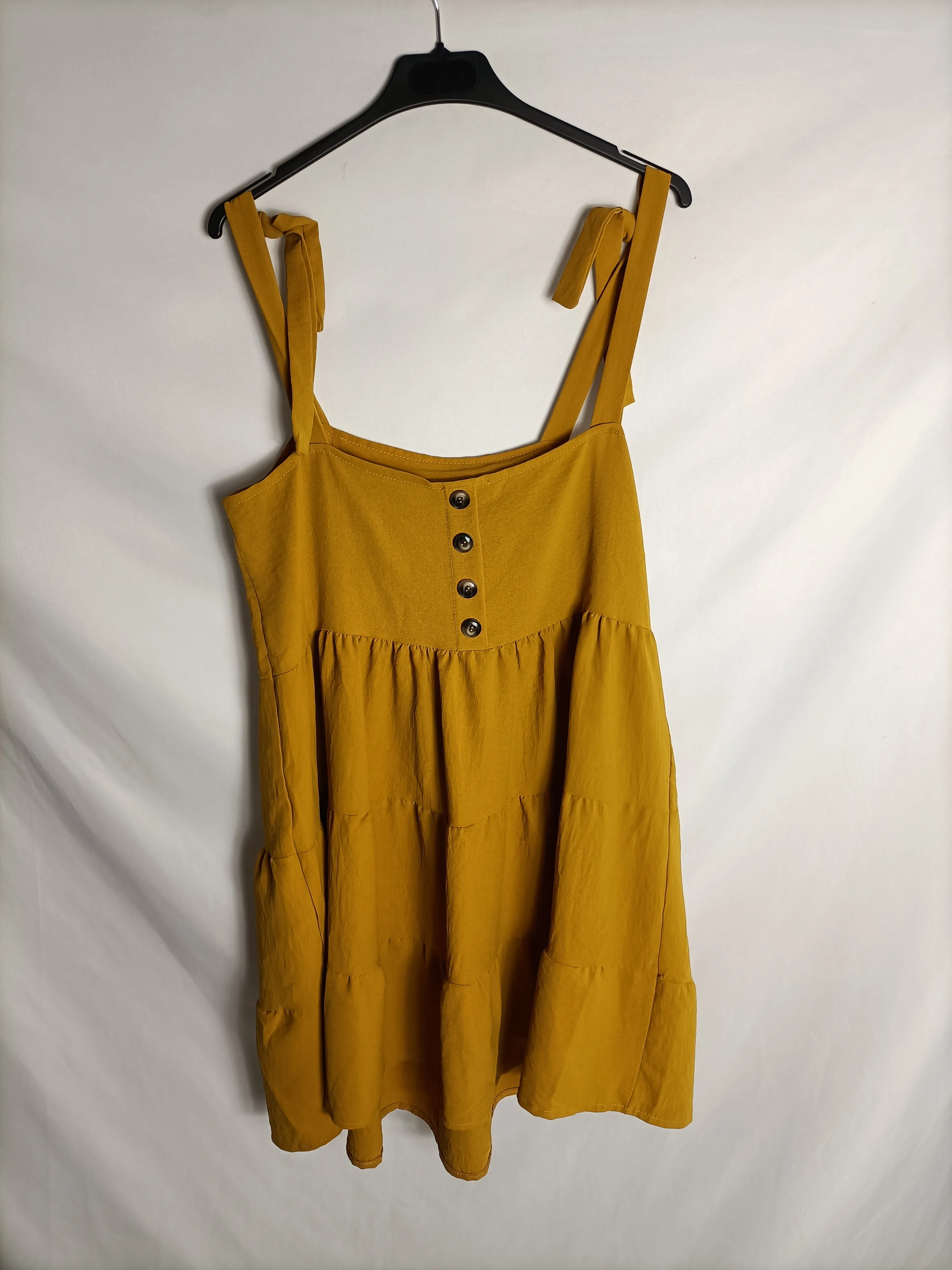 VALENTINA. Vestido de tirantes mostaza t. M